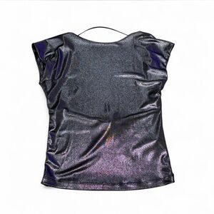 Stradivarius Metallic Black Short Sleeve Top